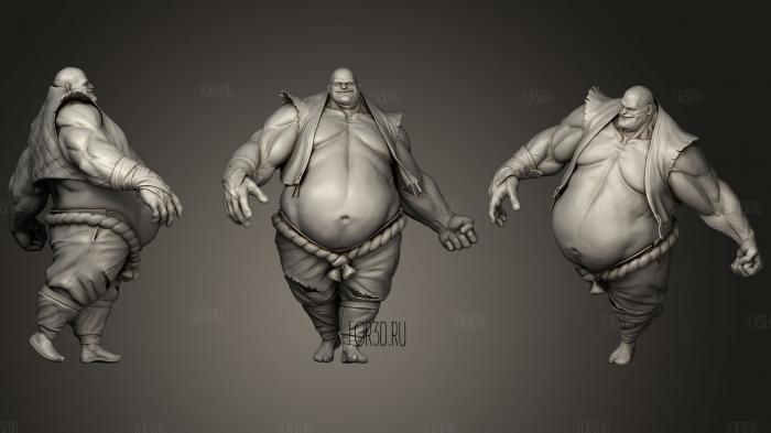 Fat Muscle Man stl model for CNC